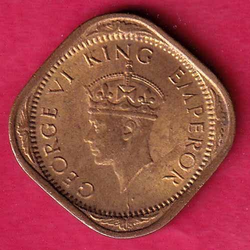 BRITISH INDIA 1943 GEORGE VI 1/2 ANNA RARE COIN- FC2004 - Image 2