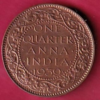 BRITISH INDIA 1939 ONE QURTER ANNA GEORGE VI COPPER COIN- FC2014
