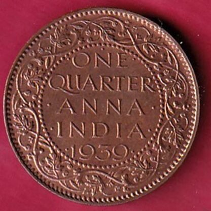 BRITISH INDIA 1939 ONE QURTER ANNA GEORGE VI COPPER COIN- FC2014