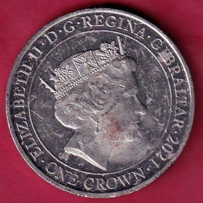 ELIZABETH II DEI-GRA REGINA. GIBRALTAR 2021 ONE CROWN IN FLANDERS FIELDS THE POPPIES BLOW - FC2030 - Image 2