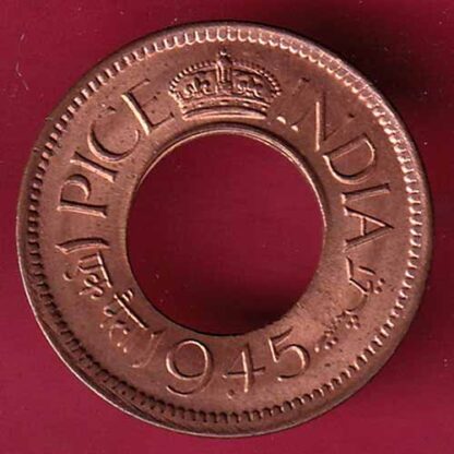 British india king bombay mint george vi 1945 one pice beautiful copper Coin– FC1734