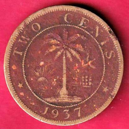 WORLD COIN REPUBLIC OF LIBERIA 1937 TWO CENTS - F5000 - Image 2