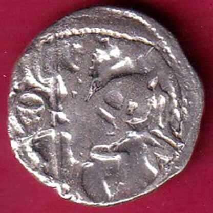 Hindushahia, kabul n gandhara silver drachma horseman n bull- F5062 - Image 2