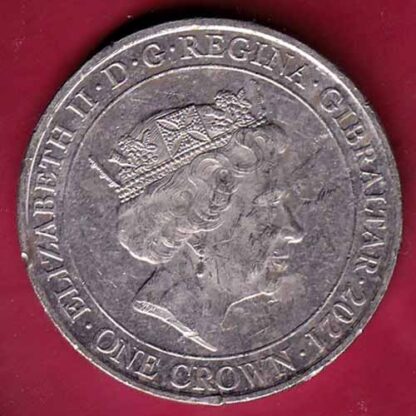 ELIZABETH II DEI-GRA REGINA. GIBRALTAR 2021 FIGHT THROUGH TO FINAL VICTORY ONE CROWN– F5089 - Image 2
