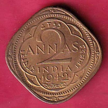 British india 1942 two annas george vi coin– F5193