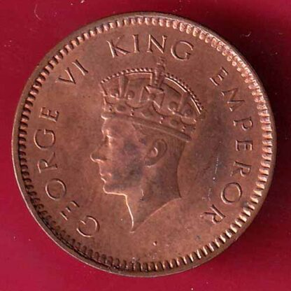 BRITISH INDIA 1940 UNC 1/2 PICE GEORGE VI COPPER COIN :- F5211 - Image 2