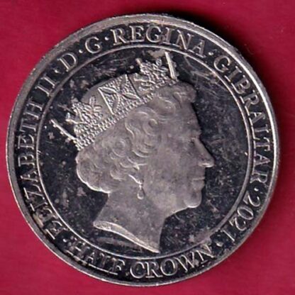 ELIZABETH II DEI-GRA REGINA. GIBRALTAR 2021 FIGHT THROUGH TO FINAL VICTORY half CROWN – FC2089 - Image 2