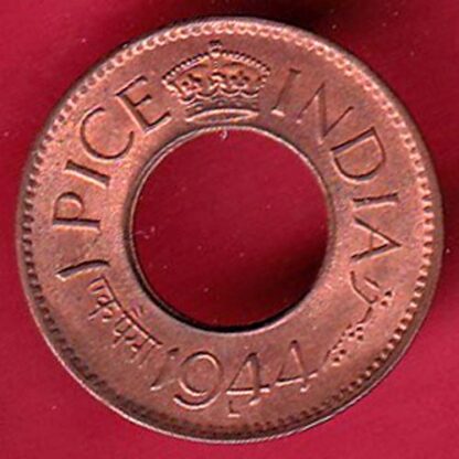 British india king george vi 1944 LAHORE MINT one pice copper coin– FC2139