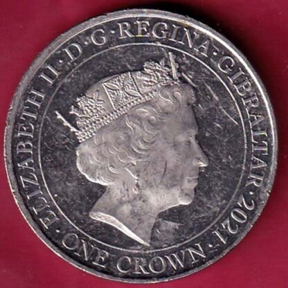 ELIZABETH II GIBRATAR II D.G. REGINA GIBRALTAR 2021 ONE CROWN  – FC2194 - Image 2