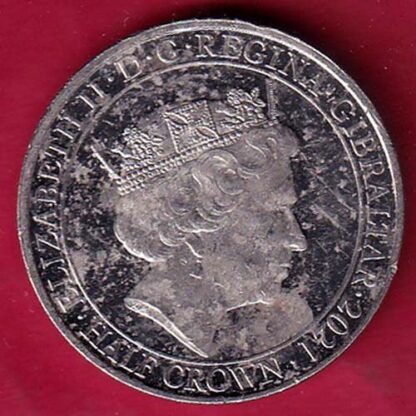 ELIZABETH II DEI-GRA REGINA. GIBRALTAR 2021 FIGHT THROUGH TO FINAL VICTORY half CROWN– FC2204 - Image 2