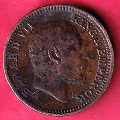 BRITISH INDIA 1910 EDWARD VII 1/2 PICE COPPER COIN - FC2288 - Image 2