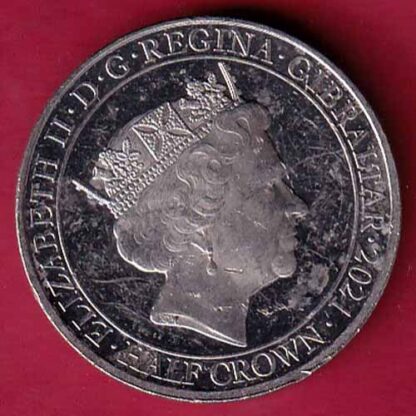 ELIZABETH II DEI-GRA REGINA. GIBRALTAR 2021 FIGHT THROUGH TO FINAL VICTORY ONE CROWN- f4983 - Image 2