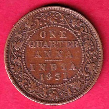 BRITISH INDIA 1931 ONE QURTER ANNA COPPER COIN– F5401