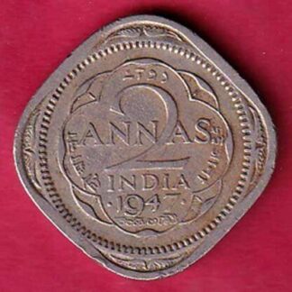 BRITISH INDIA 1947 GEORGE VI 2 ANNA COIN– F5429