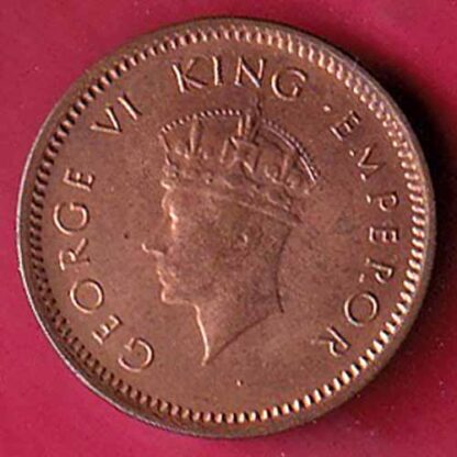 BRITISH INDIA 1939 1/2 pice COPPER COIN –F5452 - Image 2