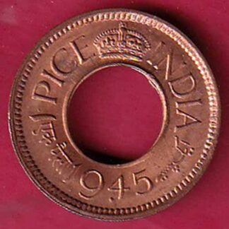 British india king bombay mint george vi 1945 one pice beautiful copper Coin–F5454