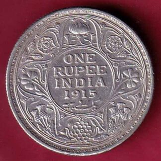 British India 1915 bombay mint George v One Rupee silver coin–F5493