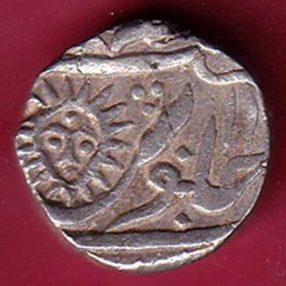 INDORE STATE SUN FACE INO SHAH ALAM II MALHAR RAO ONE RUPEE SILVER COIN–F5510