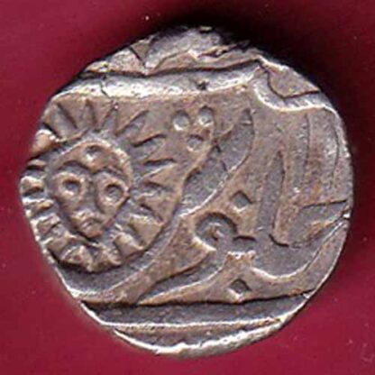 INDORE STATE SUN FACE INO SHAH ALAM II MALHAR RAO ONE RUPEE SILVER COIN–F5510