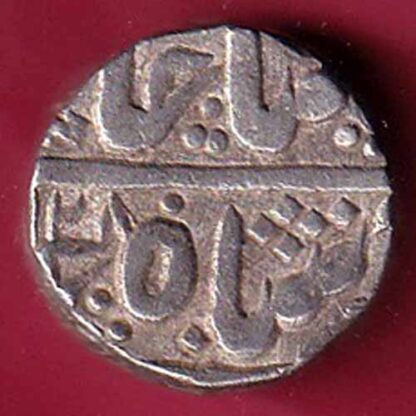 INDORE STATE SUN FACE INO SHAH ALAM II MALHAR RAO ONE RUPEE SILVER COIN–F5510 - Image 2