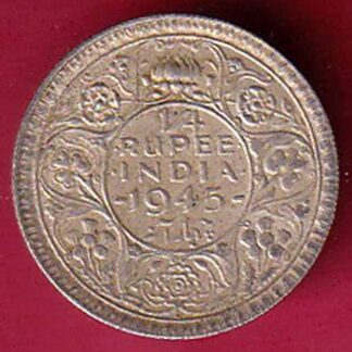 British India 1945 Bombay Mint George Vi 1/4 Rupee –F5517