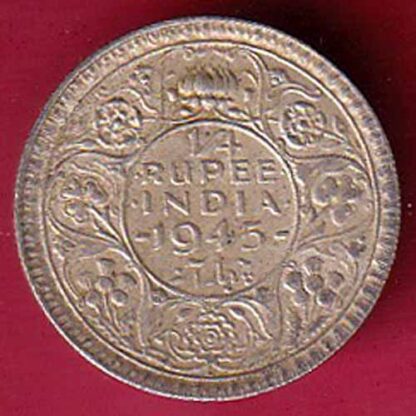British India 1945 Bombay Mint George Vi 1/4 Rupee –F5517