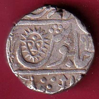 INDORE STATE SUN FACE INO SHAH ALAM II MALHAR RAO ONE RUPEE SILVER COIN – F5650