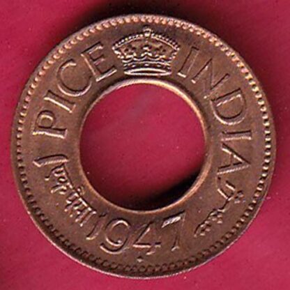 British india king bombay mint george vi 1947 one pice beautiful copper Coin– FC2487
