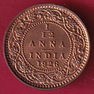 BRITISH INDIA 1926 GEORGE V 1/12 ANNA COPPER COIN- FC2631