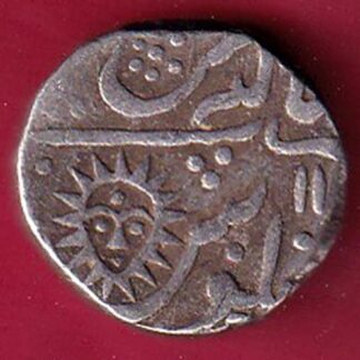 INDORE STATE SUN FACE INO SHAH ALAM II MALHAR RAO ONE RUPEE SILVER COIN – S3408