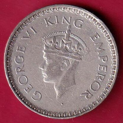 British India 1943 BOMBAY MINT George Vi ONE Rupee Rare Silver coin – Fc2572 - Image 2