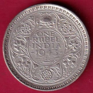 British India 1943 BOMBAY MINT George Vi ONE Rupee Rare Silver coin – Fc2572