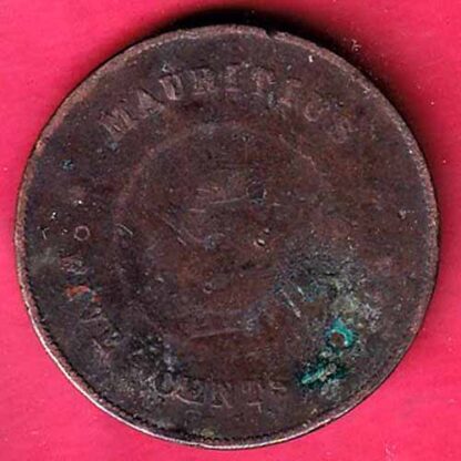 WORLD COIN MAURITIUS FIVE CENTS 1883 VICTORIA QUEEN – F5722 - Image 2