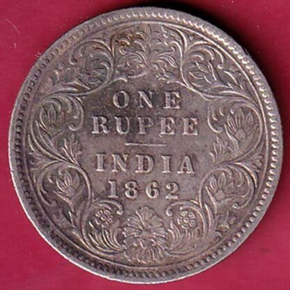BRITISH INDIA 1862  VICTORIA QUEEN ONE RUPEE BEAUTIFUL SILVER COIN:-F5748