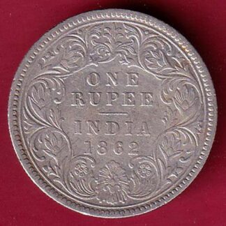 BRITISH INDIA 1862 VICTORIA QUEEN ONE RUPEE BEAUTIFUL SILVER COIN – F5886