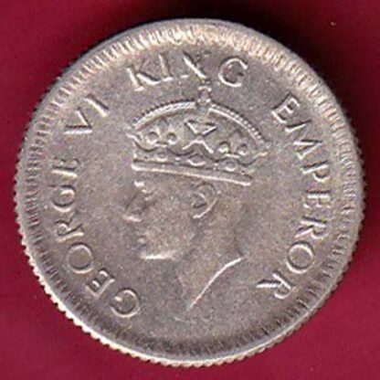 British India 1943  George Vi 1/4 Rupee Rare Silver coin– F5946 - Image 2