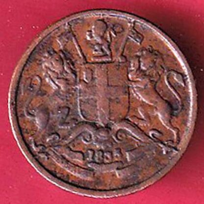 east india company 1835 1/12 anna copper coin- F5962 - Image 2