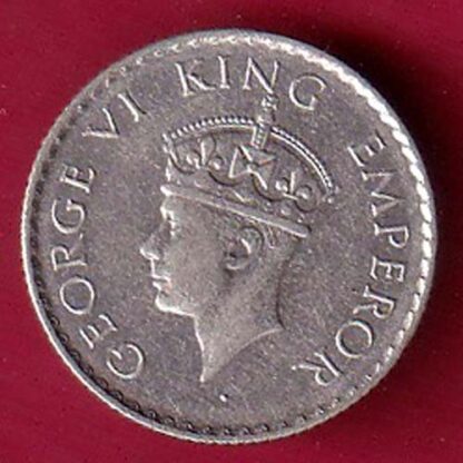 BRITISH INDIA 1940 GEORGE VI BOMBAY MINT 1/4 RUPEE SILVER COIN– F5998 - Image 2