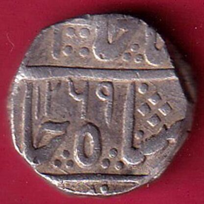 INDORE STATE SUN FACE INO SHAH ALAM II MALHAR RAO ONE RUPEE SILVER COIN– FC2860 - Image 2