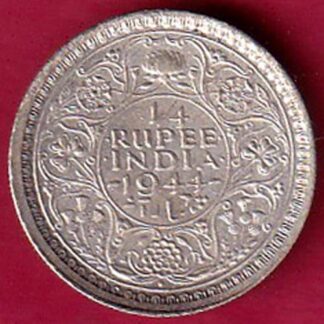 British India 1944 Bombay Mint George VI 1/4 Rupee Silver Coin-FC3015