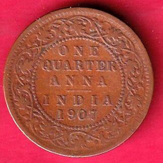 british india 1907 edward one quarte anna copper coin  – FC3079