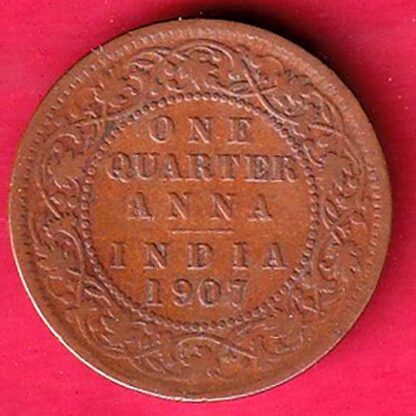 british india 1907 edward one quarte anna copper coin  – FC3079