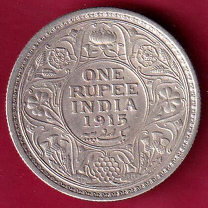 British India 1915 George v One Rupee silver coin – F6089