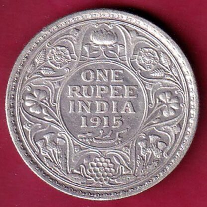 British India 1915 BOMBAY MINT George v One Rupee silver coin– F6127