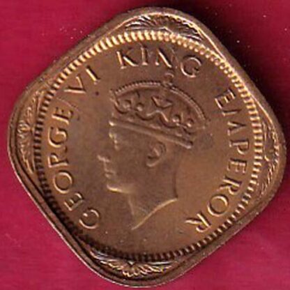 BRITISH INDIA 1944 GEORGE VI 1/2 ANNA COIN–F6148 - Image 2