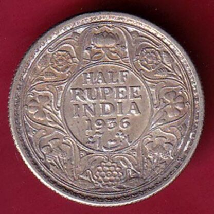 British India king geoge v 1936 HALF Rupee  -F6295 - Image 2