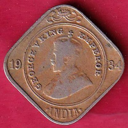 british india 2 Annas – George V 1934– FC3188 - Image 2