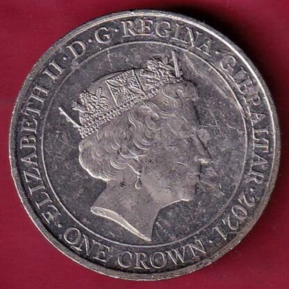 ELIZABETH II DEI-GRA REGINA. GIBRALTAR 2021 ONE CROWN IN FLANDERS FIELDS THE POPPIES BLOW- F6262