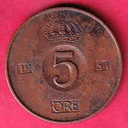 WORLD COIN GUSTAF VI ADOLF SVERIGES KONUNG1954 ORE – F6325