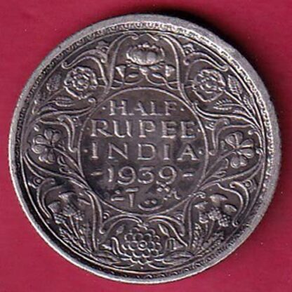 British India  1939 George vi King Emperor HALF Rupee – F6328 - Image 2